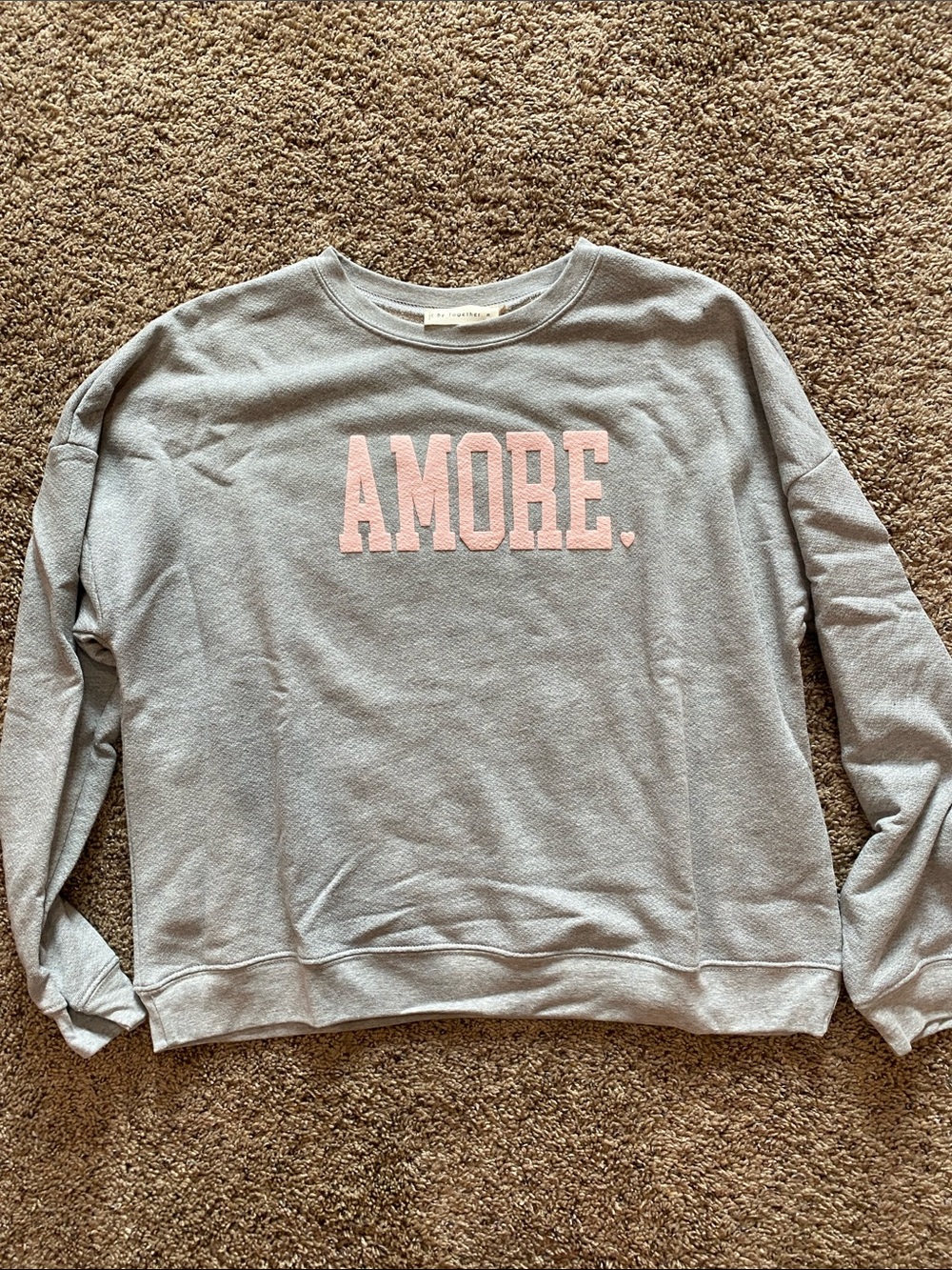 By Together Gray Sweatshirt with Pink AMORE Graphic